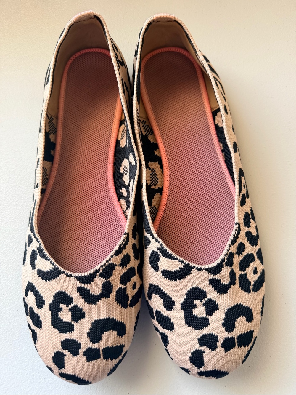 New Leopard Print Ballet Flats - Beige/Black, size 11